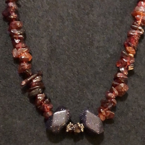 VTG Garnet /Blue Gold Stone 925 Sterling Silver Clasp Necklace. New Condition. - Picture 4 of 15